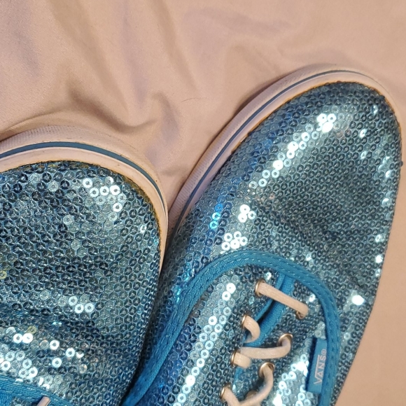Sparkling Light blue Sequin Vans - Sz 10.5 - Picture 7 of 7